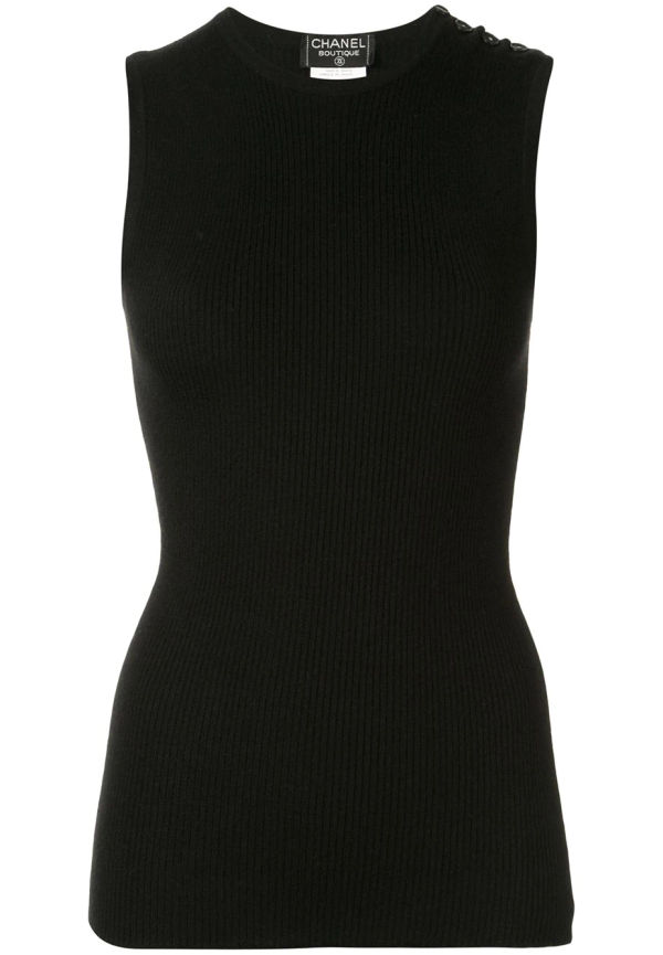 CHANEL Pre-Owned stickat linne från 1995 - Svart