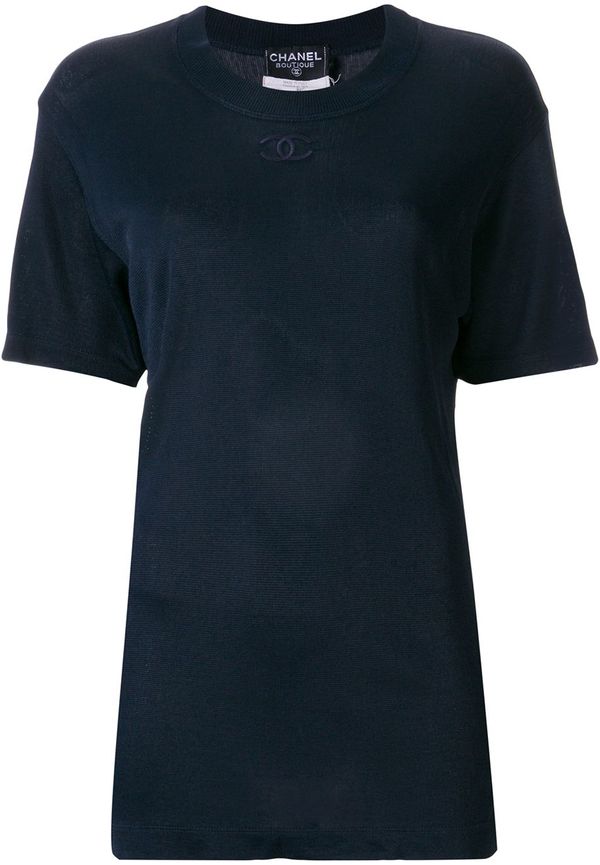 CHANEL Pre-Owned t-shirt med broderad logotyp - Blå