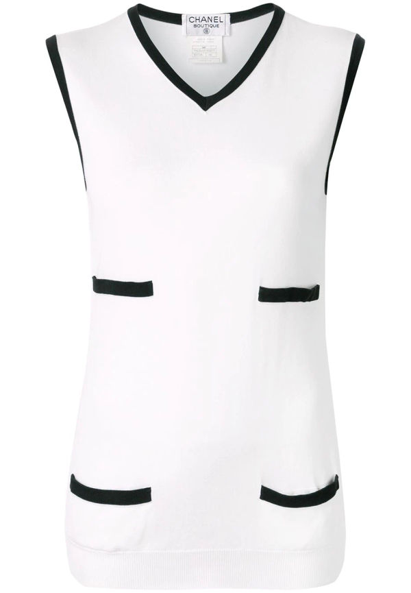 CHANEL Pre-Owned topp med kontrastkant från 1996-talet - Vit