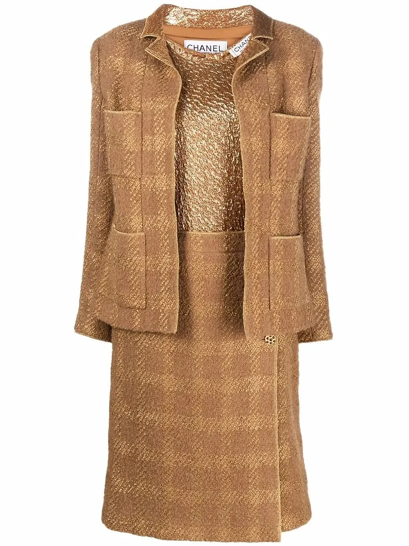 CHANEL Pre-Owned tredelad kostym med kjol från 1990-talet - Neutral