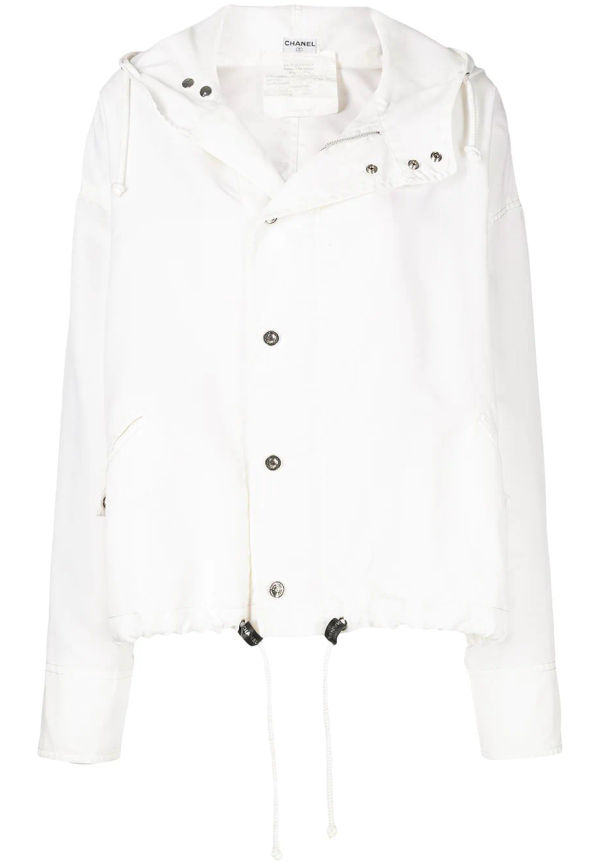 CHANEL Pre-Owned tunn jacka med huva från 1996 - Vit