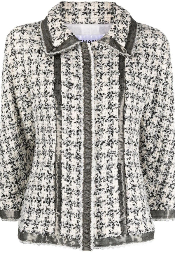 CHANEL Pre-Owned tweedjacka med klassisk krage från 2009 - Vit