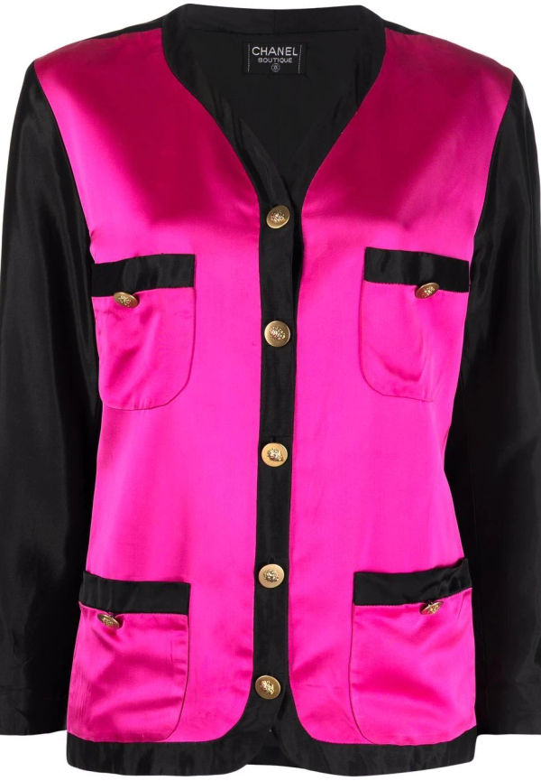 CHANEL Pre-Owned v-ringad jacka från 1990-talet - Rosa