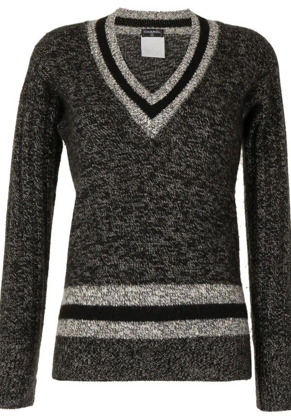 CHANEL Pre-Owned v-ringad kashmirtröja från 1996 - Svart