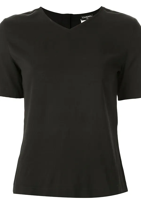 CHANEL Pre-Owned v-ringad t-shirt - Svart