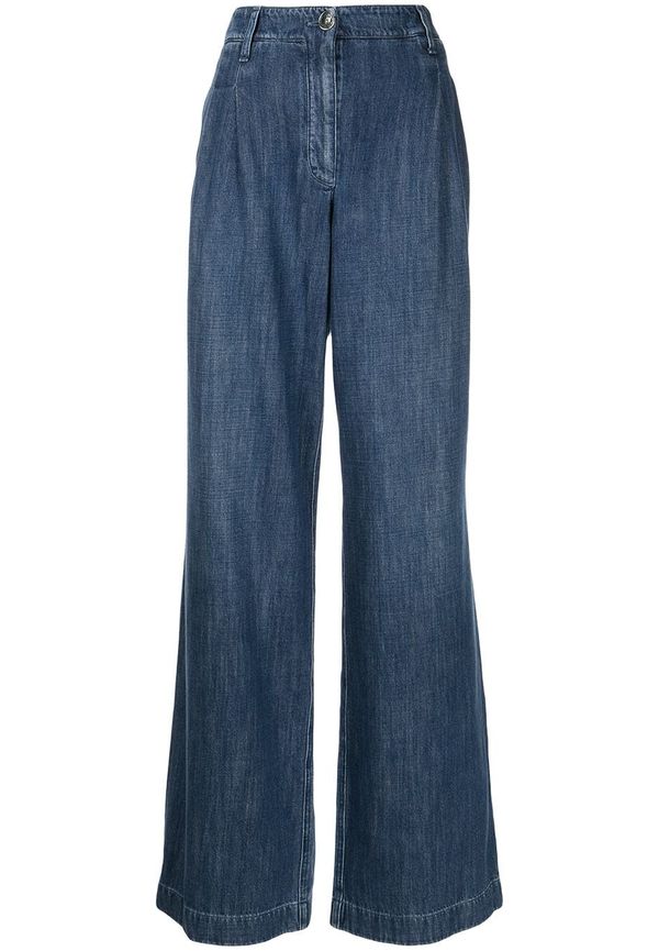 CHANEL Pre-Owned wide leg-jeans med hög midja - Blå