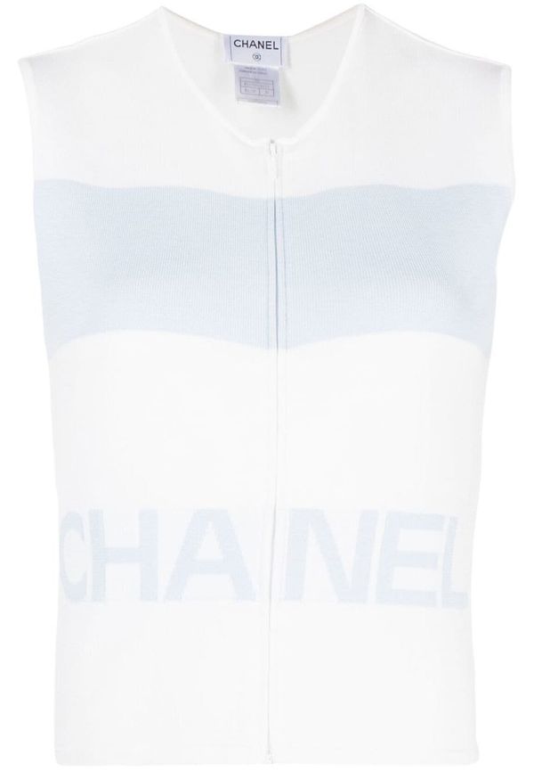CHANEL Pre-Owned ärmlös kofta från 2000 - Blå