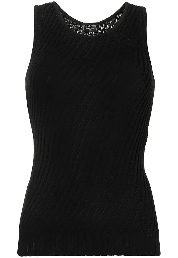 CHANEL Pre-Owned ärmlös stickad topp - Svart