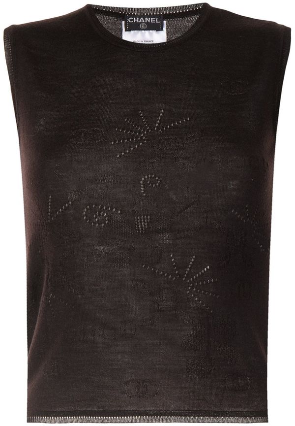 CHANEL Pre-Owned ärmlös topp från 2001 - Svart