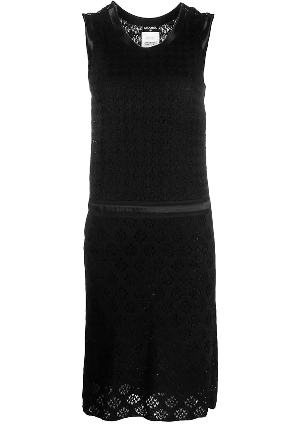 CHANEL Pre-Owned ärmlös virkad klänning - Svart