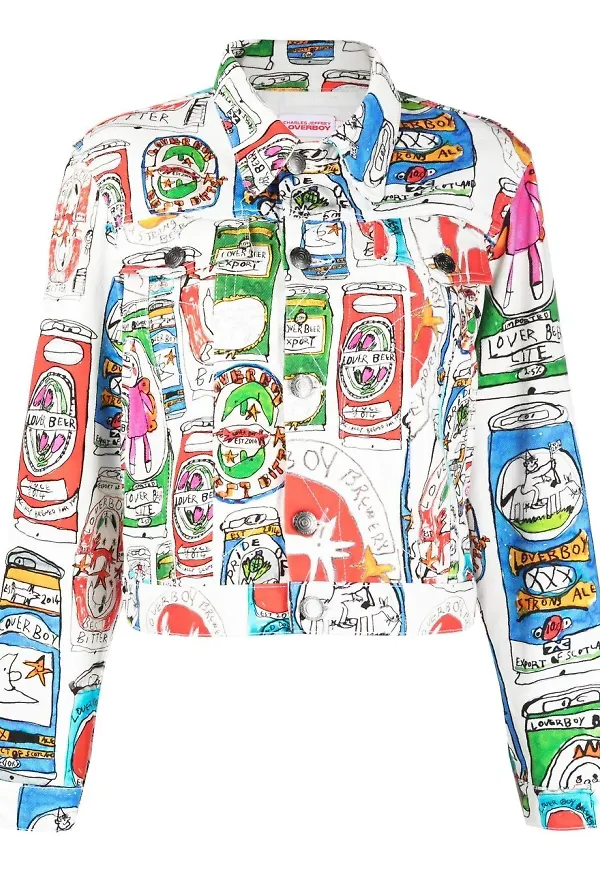 Charles Jeffrey Loverboy jeansjacka med grafiskt tryck - Vit