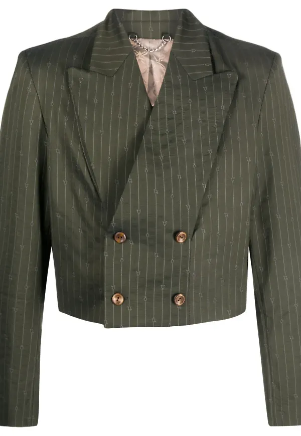 Charles Jeffrey Loverboy kritstrecksrandig blazer - Grön