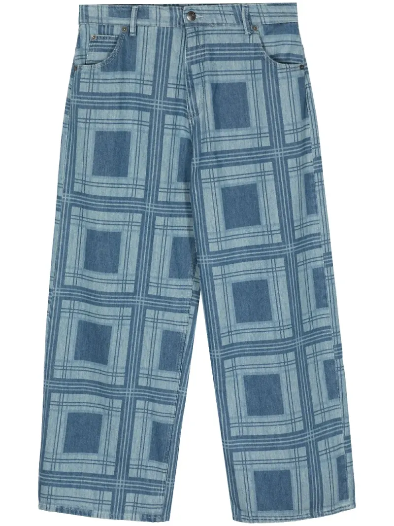 Charles Jeffrey Loverboy rutiga straight-jeans - Blå
