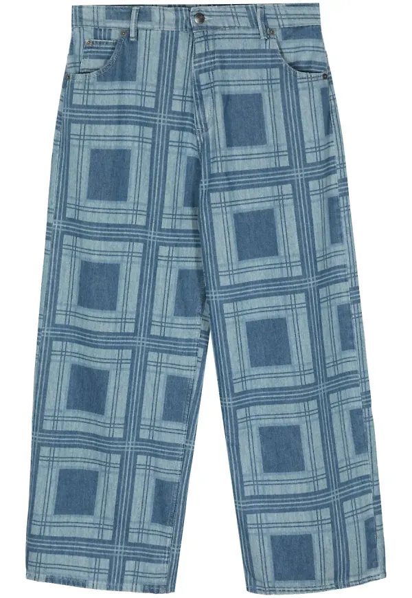Charles Jeffrey Loverboy rutiga straight-jeans - Blå