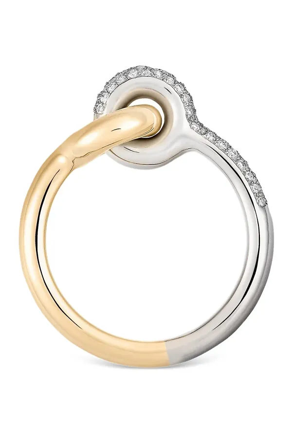 Charlotte Chesnais Twin Pave stor diamantring i 18K rött och vitt guld - Guldfärgad