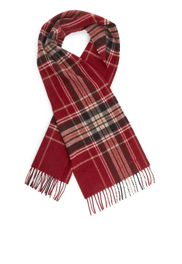 Checked Wool Scarf - Orange