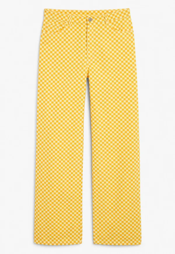 Checkerboard cotton trousers - Yellow