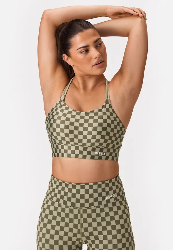 Checkered Strappy Sports Bra