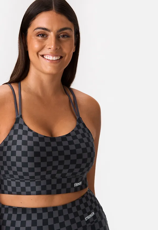 Checkered Strappy Sports Bra
