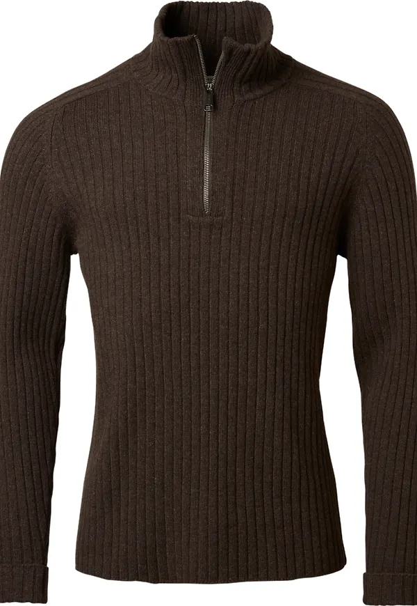Chevalier Men's Antony Half Zip Wool Pullover Antler Brown