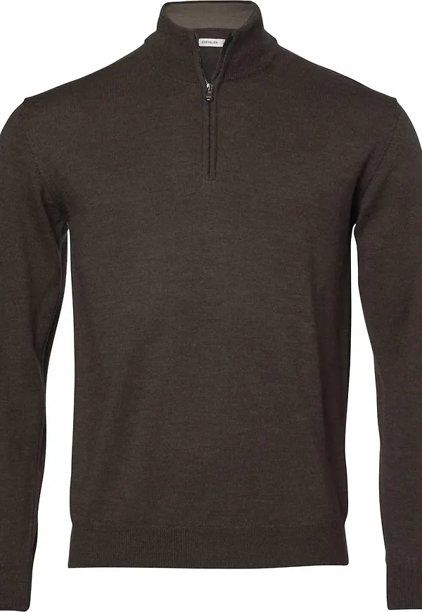 Chevalier Men's Aston Half Zip Merino Pullover Leather Brown