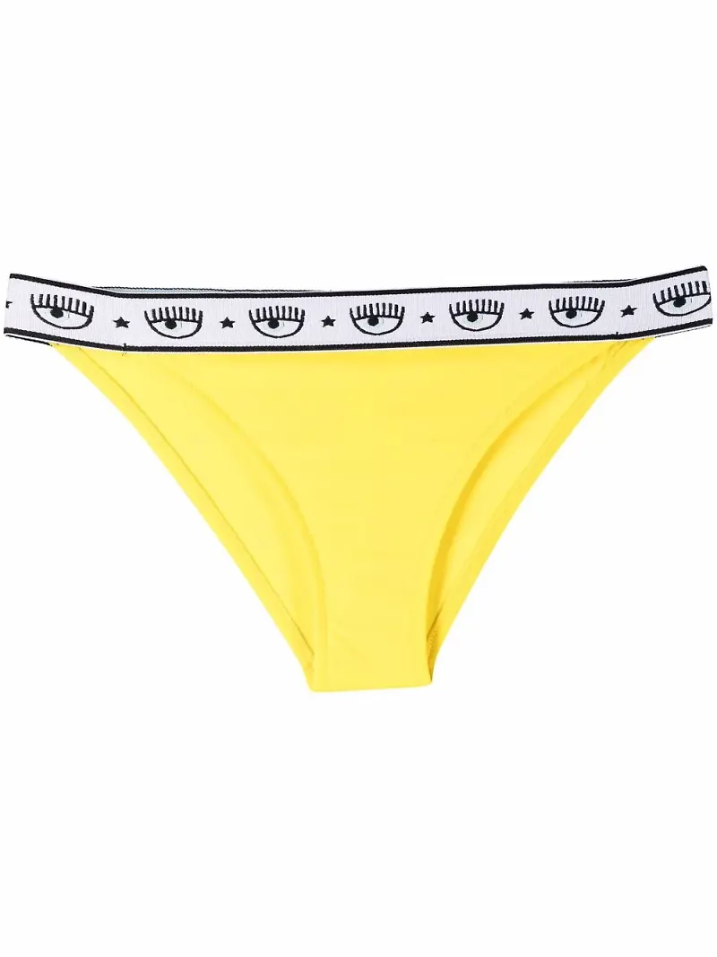 Chiara Ferragni bikinitrosor med logotypband - Gul