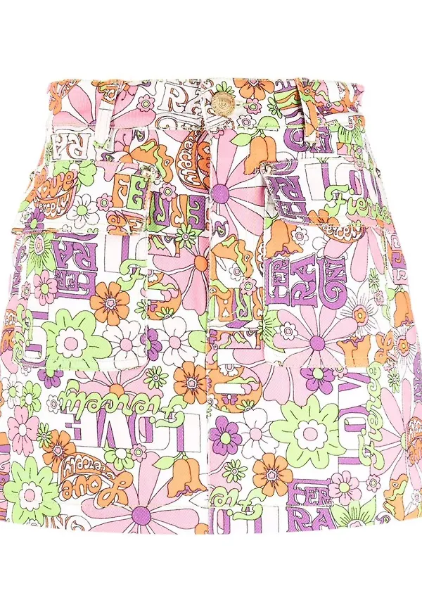 Chiara Ferragni blommig minikjol - Vit
