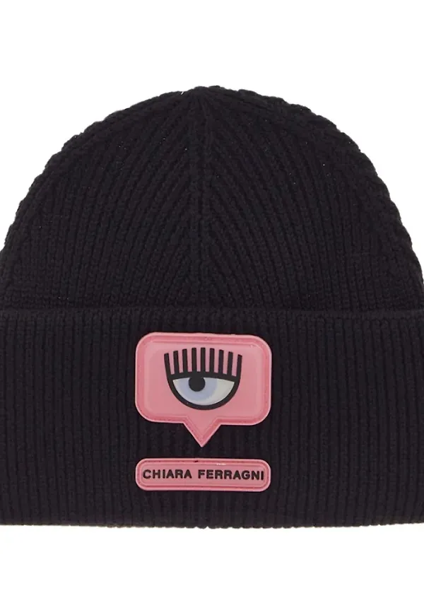 Chiara Ferragni Collection Logoed Beanie Svart, Dam