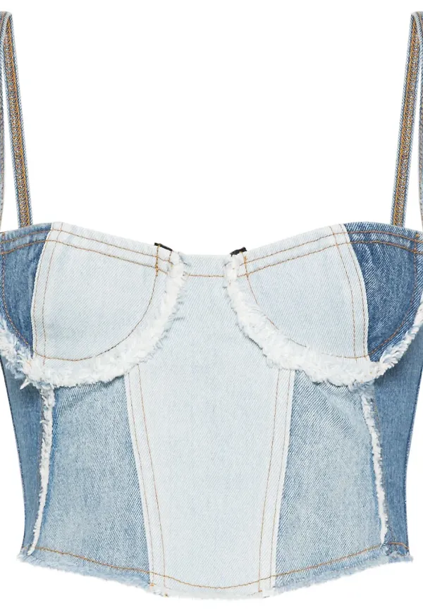 Chiara Ferragni croptop i denim - Blå