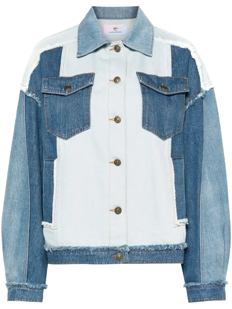 Chiara Ferragni jeansjacka med lappdesign - Blå