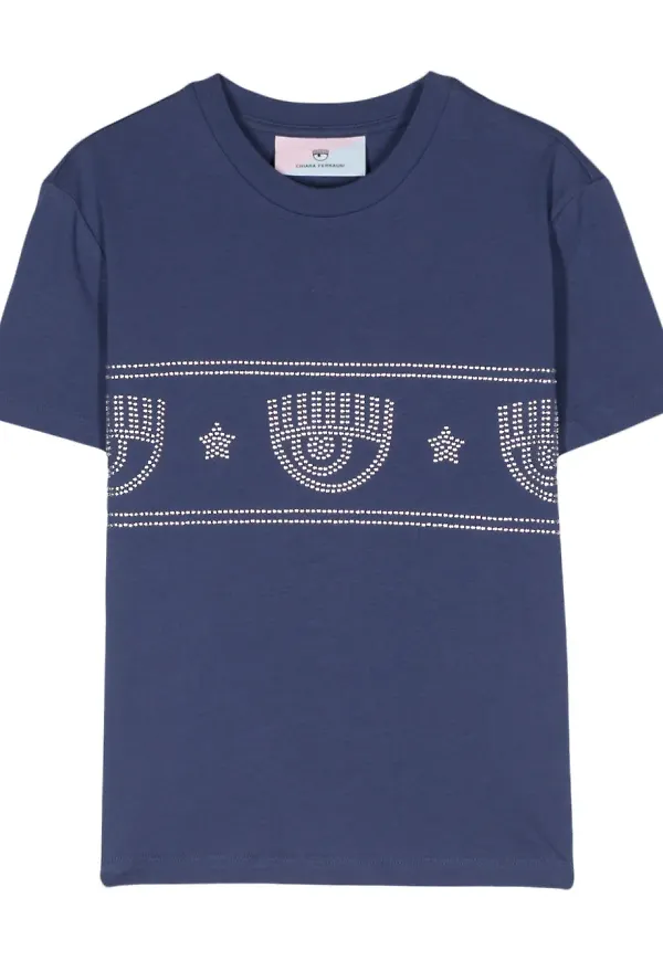 Chiara Ferragni Logomania t-shirt med nitar - Blå