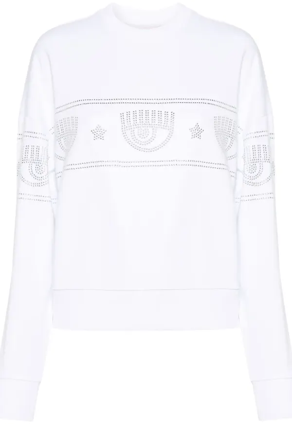 Chiara Ferragni Logomania tröja med nitar - Vit