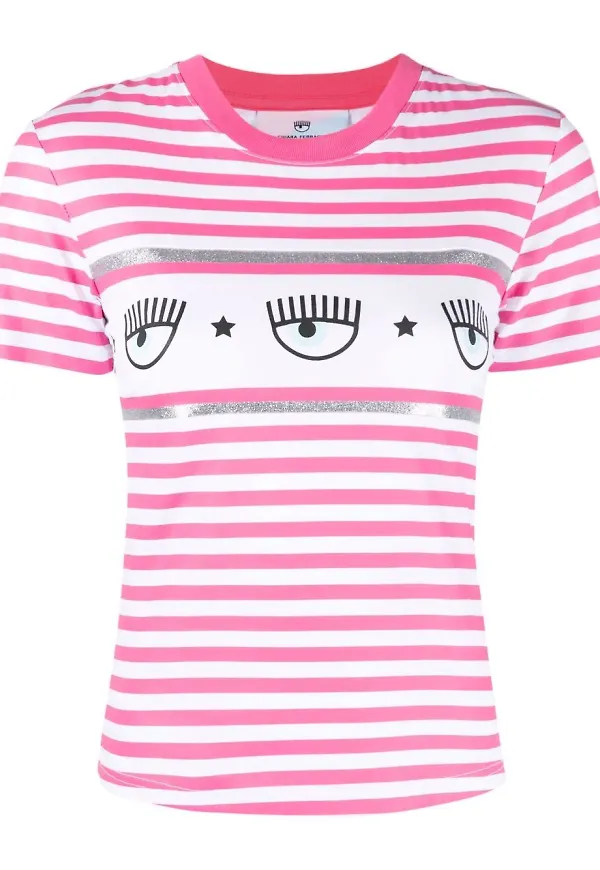 Chiara Ferragni randig t-shirt - Rosa