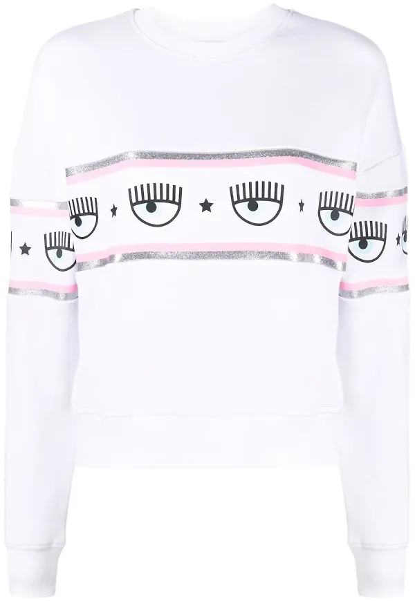 Chiara Ferragni sweatshirt med logotypband - Vit