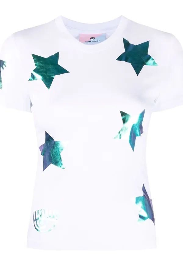 Chiara Ferragni t-shirt med glittertryck - Vit
