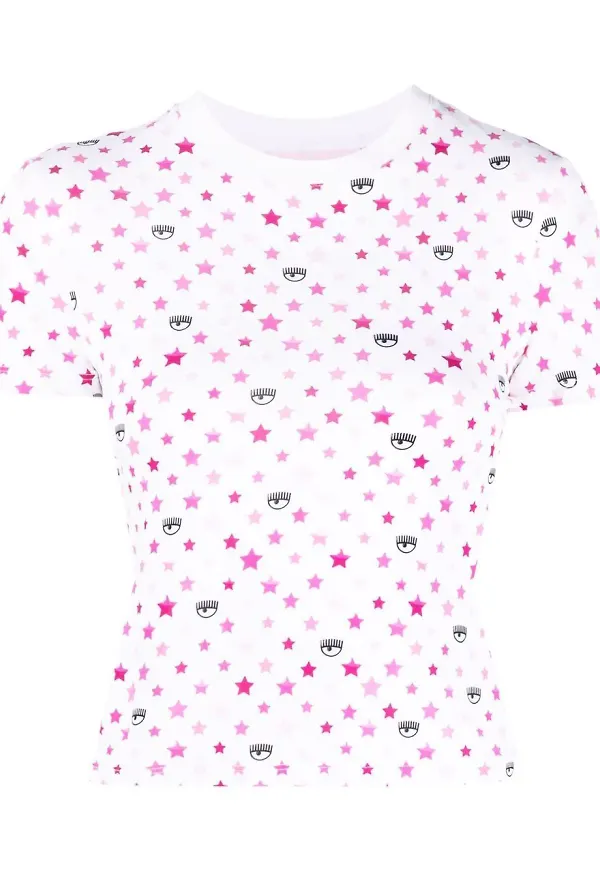 Chiara Ferragni t-shirt med regnbågstryck - Vit