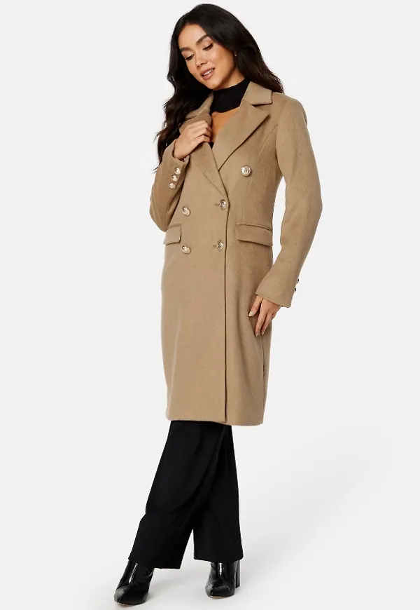 Chiara Forthi Donatella Wool Blend Coat Beige melange 34