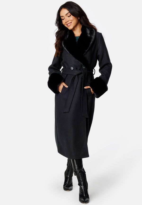 Chiara Forthi Fortina Wool Blend Coat Black 42