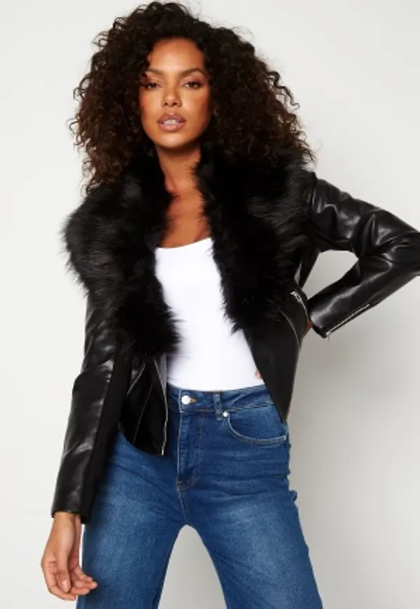Chiara Forthi Gavina PU Biker Jacket Black 42