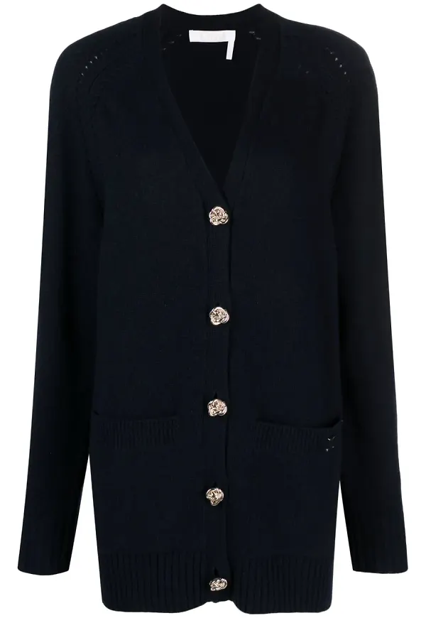 Chloé cardigan med knäppning - Blå