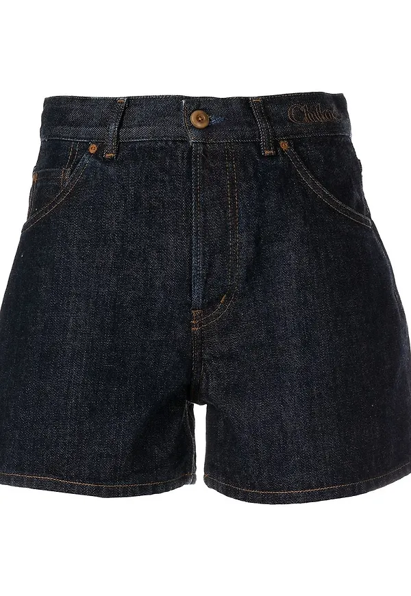 Chloé jeansshorts med hög midja - Blå
