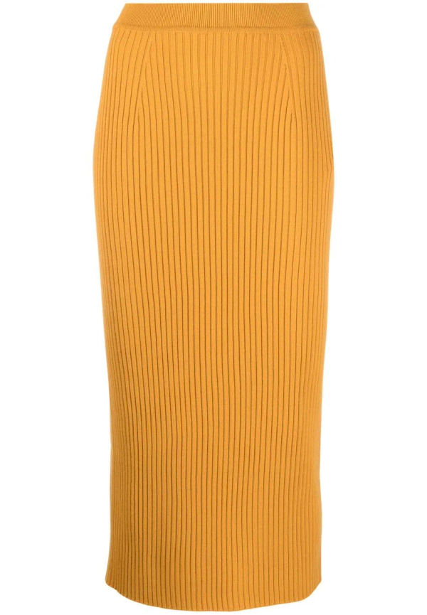 Chloé ribbstickad midikjol - Gul