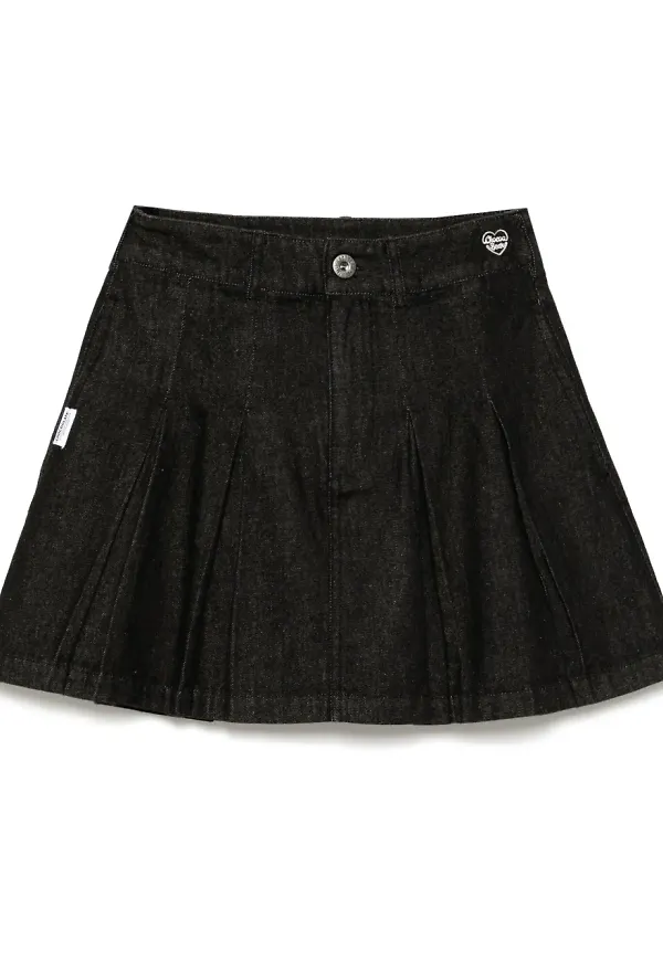 CHOCOOLATE plisserad jeanskjol - Svart