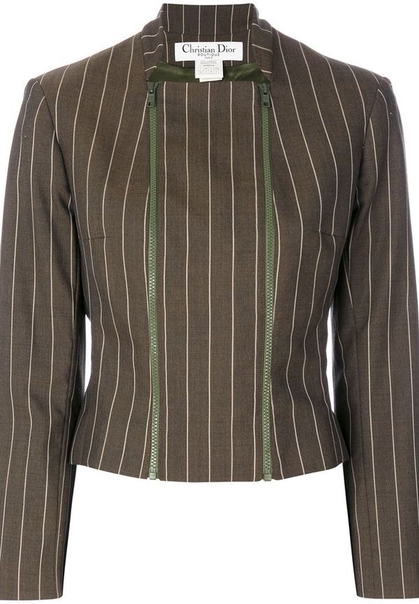 Christian Dior kritstrecksrandig jacka - Brun