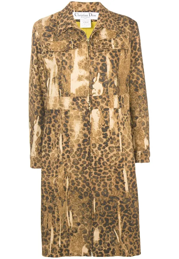 Christian Dior leopardmönstrad kappa - Brun
