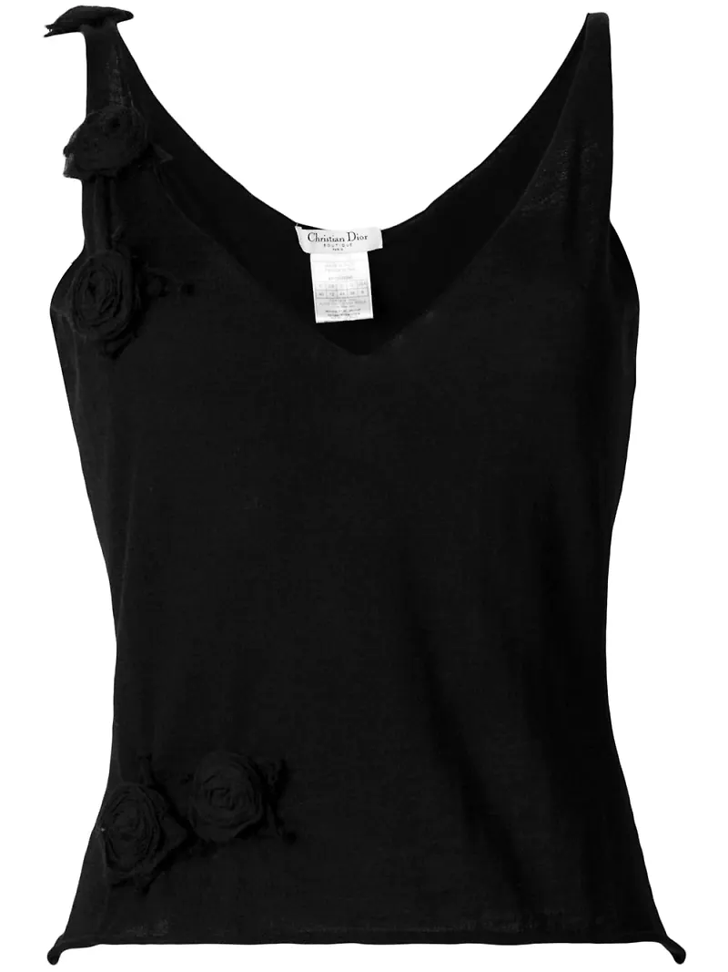 Christian Dior Pre-owned blus med rosapplikation - Svart