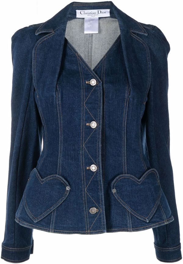 Christian Dior Pre-owned broderad jeansjacka från 2000-talet - Blå