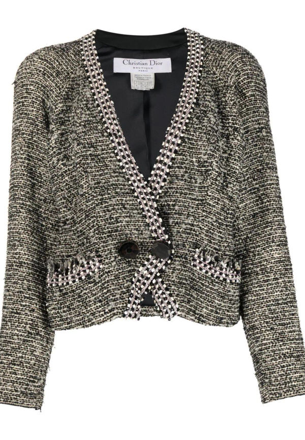 Christian Dior Pre-owned kraglös tweedjacka - Svart