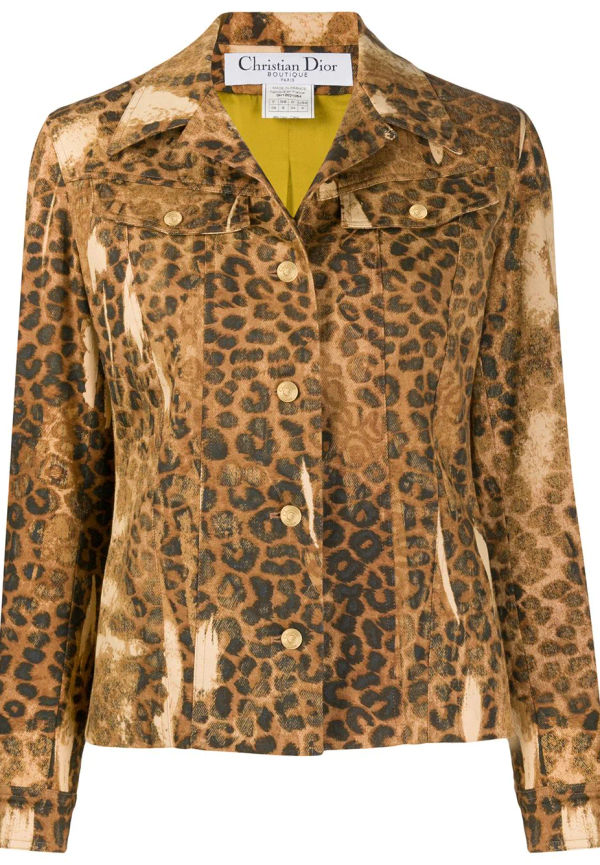 Christian Dior Pre-owned leopardmönstrad jeansjacka från 2000 - Neutral