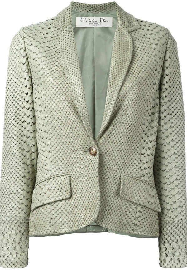 Christian Dior Pre-owned perforerad ormskinnsmönstrad kavaj - Grön